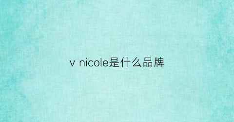 vnicole是什么品牌(nicole什么档次)